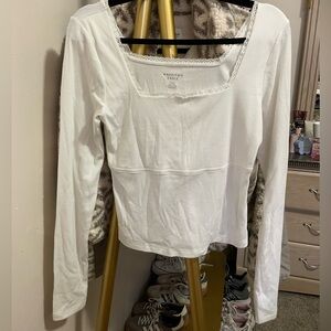 American Eagle White Ribbed Top